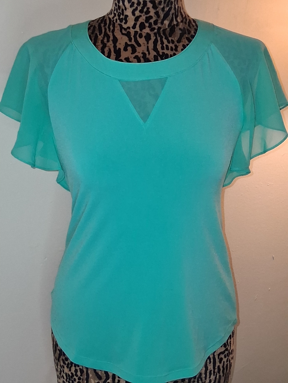 Women's Teal Flutter Sleeve Top - Brand